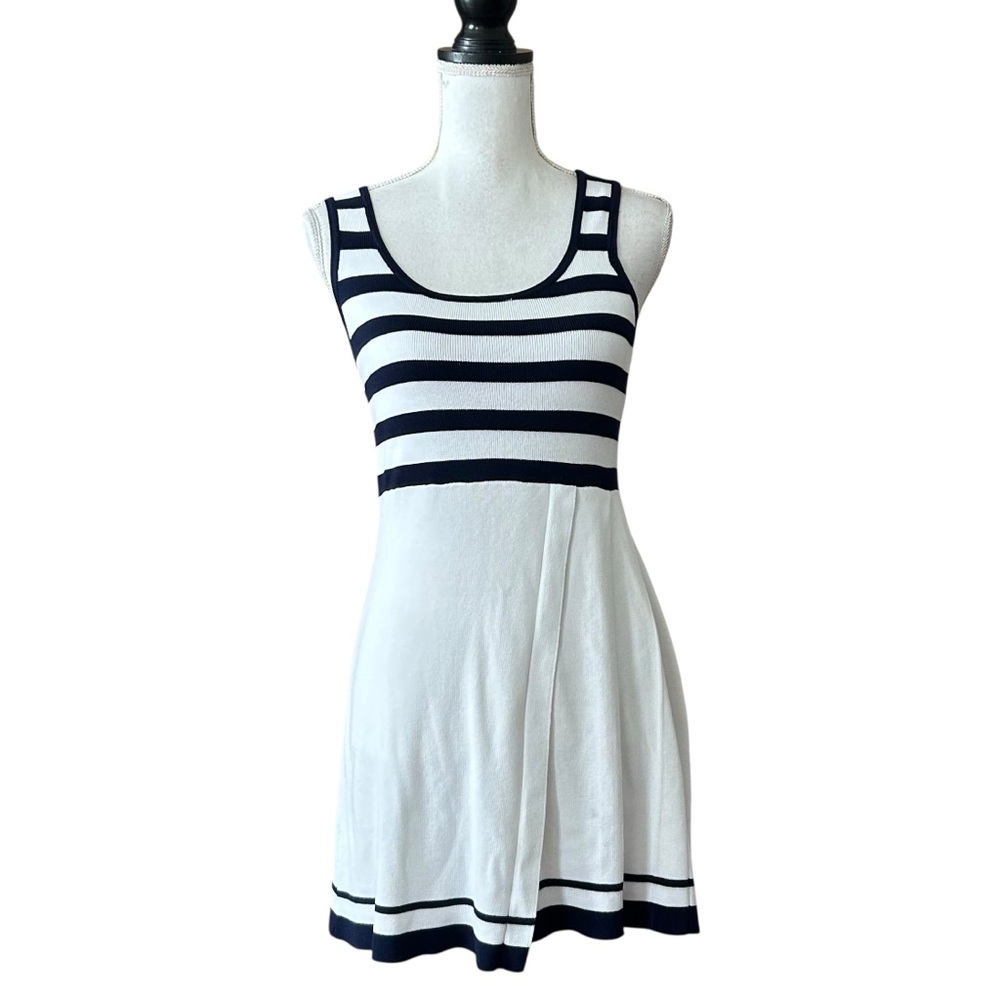 NWT Freshman 1996 Sleeveless Knit Fit & Flare Casual Mini Dress SZ M‎ Navy White